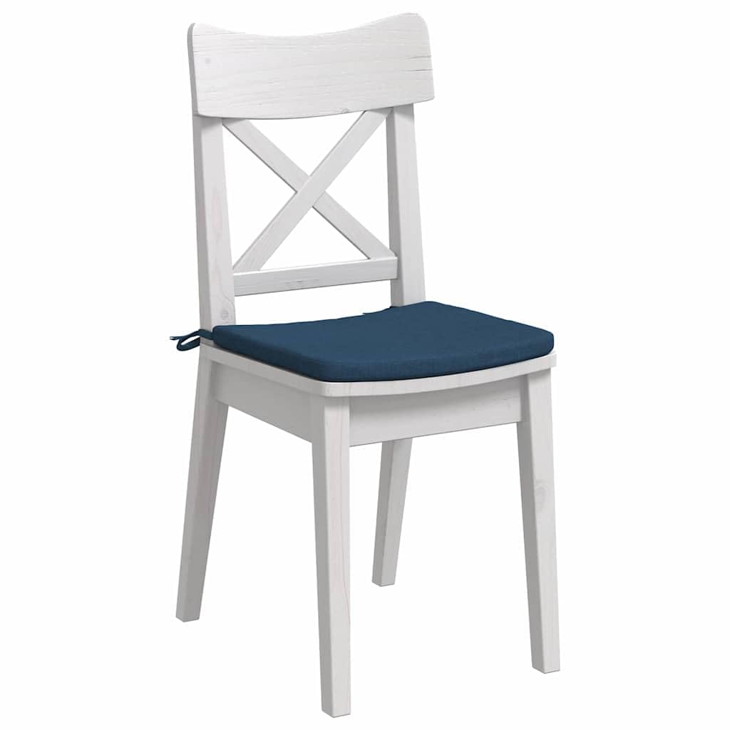 Sitzkissen 4er Set Blau 40 x 40 x 3 cm - Komfortable Stuhlkissen mit Bändern und Reißverschluss - Weiche Sitzauflage aus Stoff für Esszimmer, Küche und Home Office