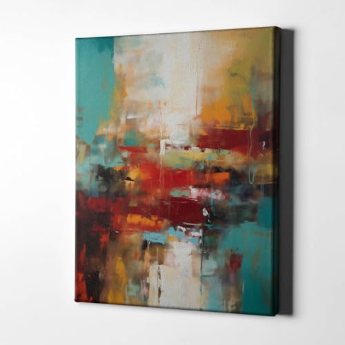 Tableau abstrait texturé bleu et jaune Spiffing Prints grand format pour salon - 4