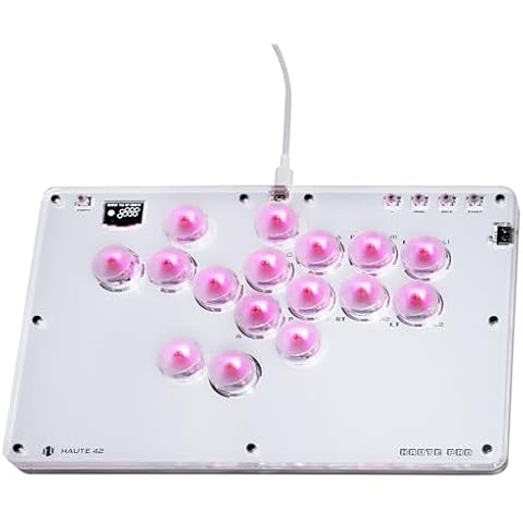 JZW-Shop Haute42 Arcade Stick T16, All-Button Arcade Controller for Switch/PC/PS4/PS3 /Steam Deck, Slim Arcade Fight Stick Game Keyboard with Turbo & Custom RGB, Supports Hot-Swap & SOCD Cover