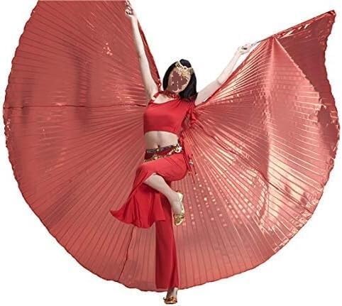 Belly Dance Costumes wings,Performance Props,Women Belly Dance Angel Wings with Telescopic Stick for Adults Butterfly Wings Belly Dancing Costume Clothing,C (Color : A)(Red)