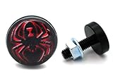 2 Black Billet Aluminum - Custom License Plate Frame Tag Bolts -Spider Widow Style-9856-2602