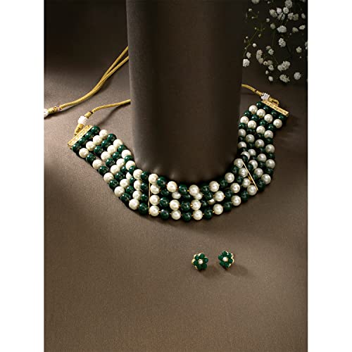 Image of Peora Traditional Maharani Haar Necklace with Earrings Bridal Jewellery Set Gift for Women