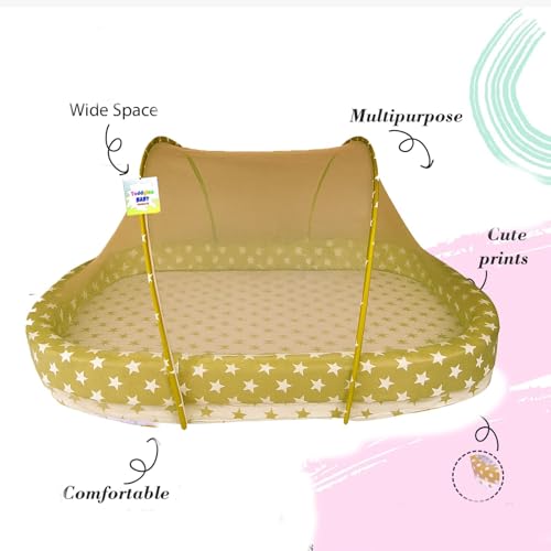 Image of Toddylon Baby Bed Bedding Set for New Born Baby | Bed Mattress | Mosquito Net | Cotton | Travel Bed | Essentials | Toddlers | Infants | Baby Boy Girl (0-12 Months) Green