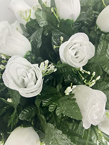 White Rose Cemetery Saddle~Cemetery Arrangement~Graveside Decorations~Headstone Saddle~Saddle Arrangement~Sympathy Flowers~Grave Decor~Cemetery Flower Service Subscription~Cemetery Saddle #TOP3
