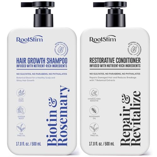 Image of Hair Growth Shampoo and Conditioner Set - Rosemary & Biotin Shampoo and Conditioner for Hair Thickening - Botanical Boost for a Healthy Scalp, Hair Growth and Strengthen, 16.9 fl oz 2 Packs