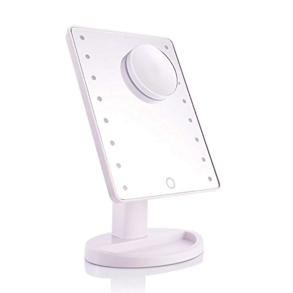 XINYU Nuevo LED Pantalla Táctil De Escritorio Espejo De Maquillaje 10 Veces Ampliación Ventosa Pequeña Lupa Redonda Se Puede Utilizar para Afeitar Maquillaje Y Cuidado Facial,White