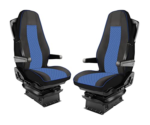 Juego de fundas de asiento de piel ecológica 1 + 1, para camiones, Volvo Fh Euro 6, color azul