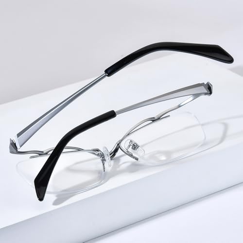 Image of FONEX Pure Titanium Glasses Frame Men Semi Rimless Square Eyeglasses Eyewear DTX416