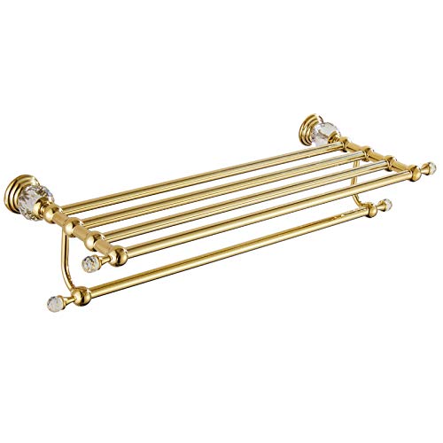 Toallero de acero inoxidable de pared dorado con cristal estilo europeo