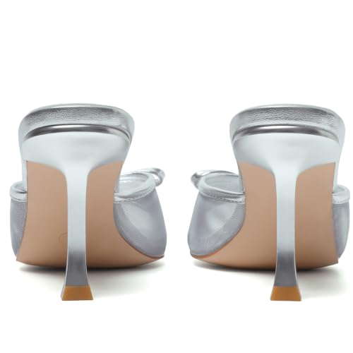 Image of Mostrin Kitten Heels for Women Round Toe Heels With Bow Vintage Mules Sexy Slip on Stiletto Backless Sandals for Party Daily
