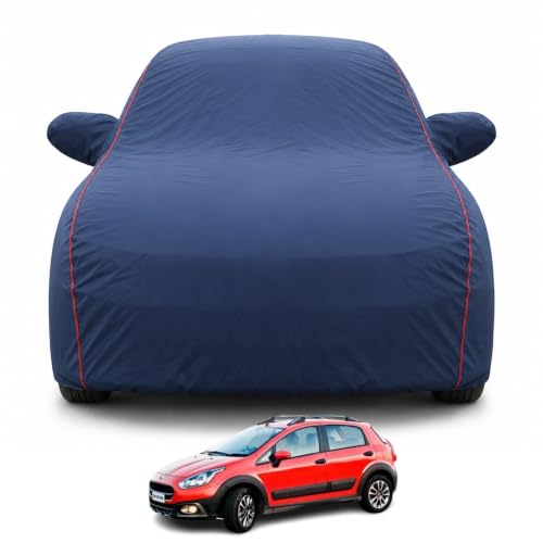 Image of Premium Car Cover for Fiat Avventura Model | Waterproof, UV & Dust Protection | Mirror & Antenna Pocket | Triple Stitched, Soft Inner Lining, Belt & Buckle (Navy Blue)