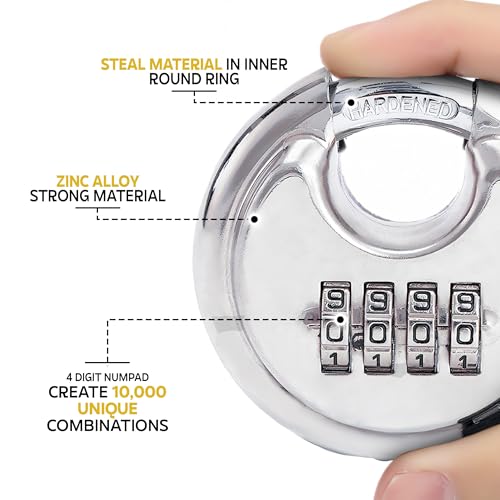 Image of Amazon Basics Number Locks for Door |Combination Lock Padlock Secure Number Lock | Multi-Purpose Lock for Home, Office, and Outdoor Use, Silver (Pack of 1)