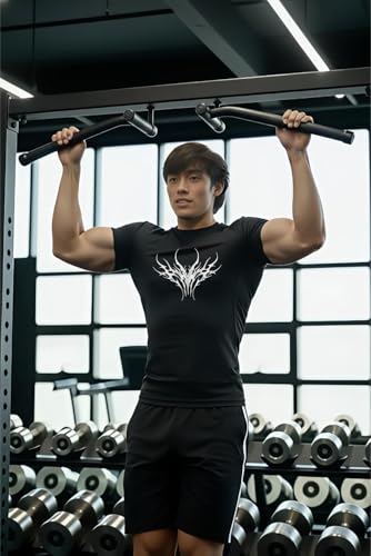 Image of Men Polyster Lycra Printed Half Sleeves Compression T-Shirt for Gym
