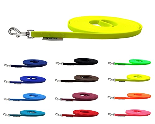 Schleppleine Biothane Hundeleine kleine Hunde 9mm 3m / 5m / 10m / 15m Hundeleine Biothane (2m MIT Handschlaufe, Neongelb)