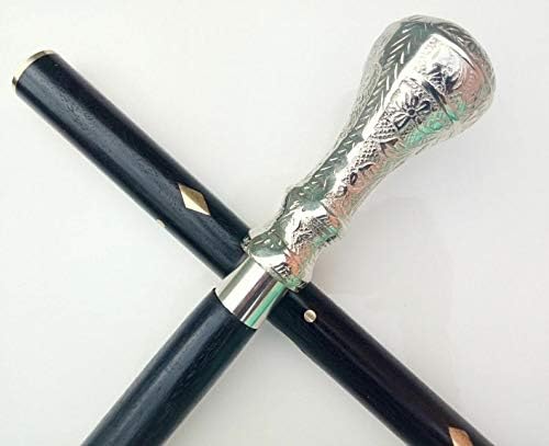 Miniatura 2 de Bastón con incrustaciones de bastón de lujo, hermoso latón plateado, pomo, mango de cabeza, bastón para hombres y mujeres, regalo