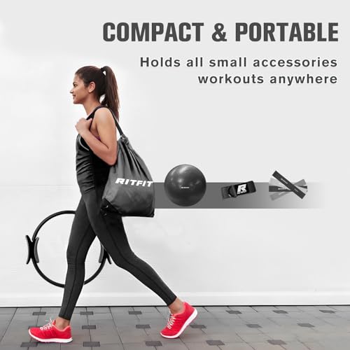 RitFit Pilates Kit - 14 Inch Pilates Ring Magic Circle with Pilates Ball, Resistance Bands & Yoga Strap, Pilates Equipment for Home Workout Toning Thighs, Arms and Core (Black) by RitFit - Image 6