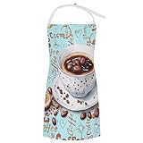 SMAZDFXX Rustikale Kaffee-Graffiti-Malerei-Kunst, wasserdichte Küchenschürze, verstellbar, zum Kochen, Backen, Grillen, Geschenk für Erwachsene