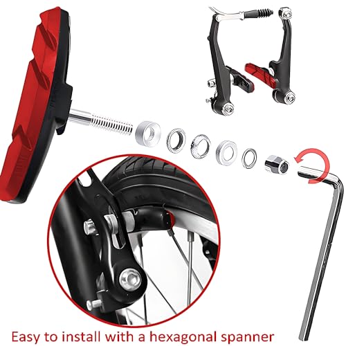 TUHDWJ 2 works V Bike Brake Pads, 70mm V Brake Blocks, Bicycle Brake Blocks Set including Hex Nuts and Spacer - Image 4