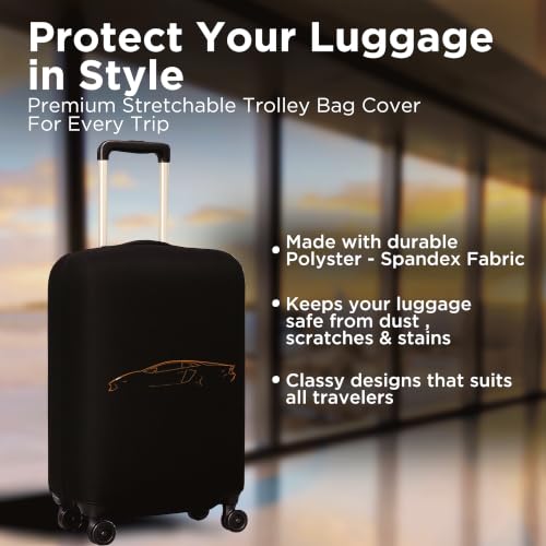 Image of Spendex Polyester Protective Luggage Cover | Hard Luggage Trolley Bag Cover | Washable | Dust Proof | Stretchable | S - 20 inch | Car 1