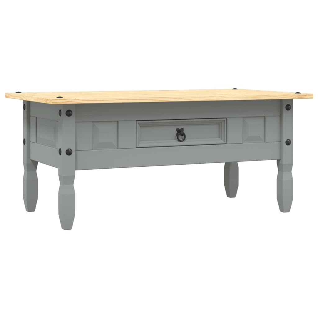 Table basse en pin massif Corona gris et marron pour salon rustique