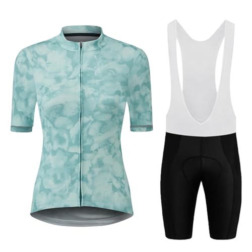 Maillot Ciclismo Mujer Verano Conjunto Bici MTB Manga Corta Ropa Ciclista,Traje Bicicleta Camiseta Ciclo y Culotte Tirantes con 9D Gel Acolchado,Completa Jerseys Transpirable Secado Rápido(13,S)