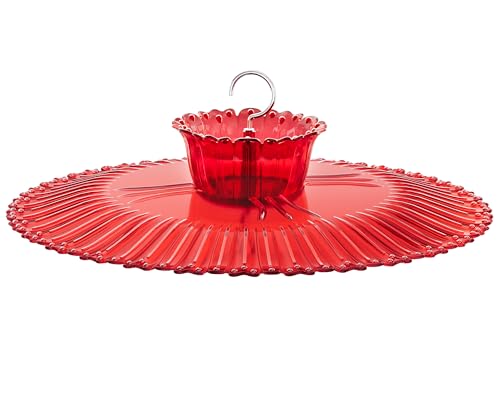 iBorn Hummingbird Feeders Sun Baffle,Ant Proof Moat Shade Cover Combo,for Hanging Bird Feeder for Outdoors Rain Guard,Red, 10.6inch