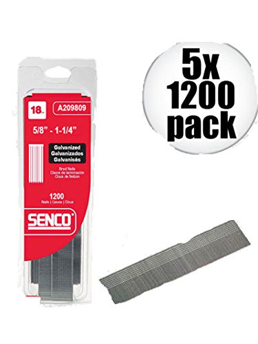 Senco A209809 5X 1200Pk Galvanized Brads Variety 18 Ga X 5/8 Inch-1/4 Inch.