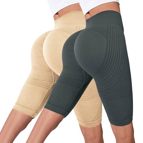 YHHRJAI 2 Pack Viva Cuerpo Leggins Anticeluliticos Mujer Corto Original, Leggings Anticelulitis Mujer 3D, Mallas de Compresión, Leggins para la Celulitis, Leggings Anticelulitis Push Up Adelgazante