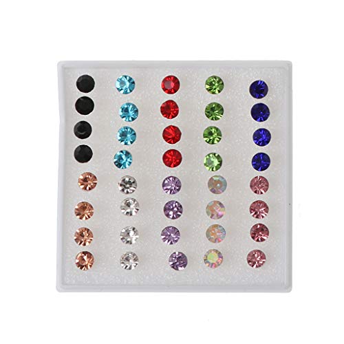 20 Pairs Colorful Faux Rhinestone Plastic Ear Studs Hypoallergenic Earrings Mixed Colors 2mm3