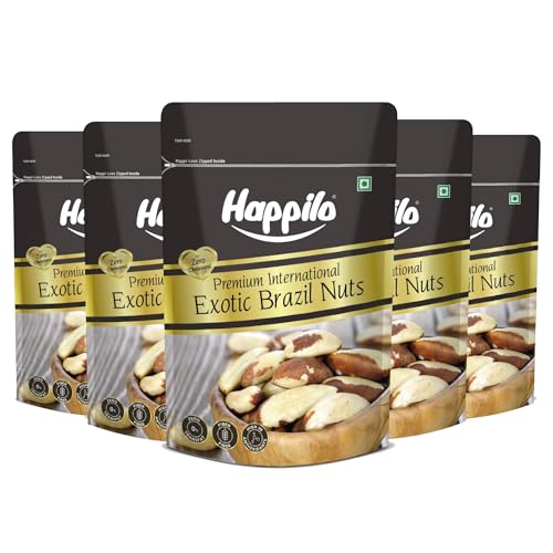 Image of Happilo Premium International Exotic Dried Brazil Nuts 150g Amazon /Brazilian Nut without Shell, Healthy Crunchy Protein Snack, 150 g (Pack of 5)