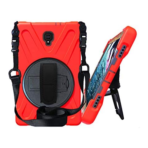 Galaxy Tab A 10.5 Case T590 2018, KIQ Shockproof Heavy Duty Military Armor Hybrid Case Cover Kickstand for Samsung Galaxy Tab A 10.5 2018 SM-T590 (Shield Red) Cover