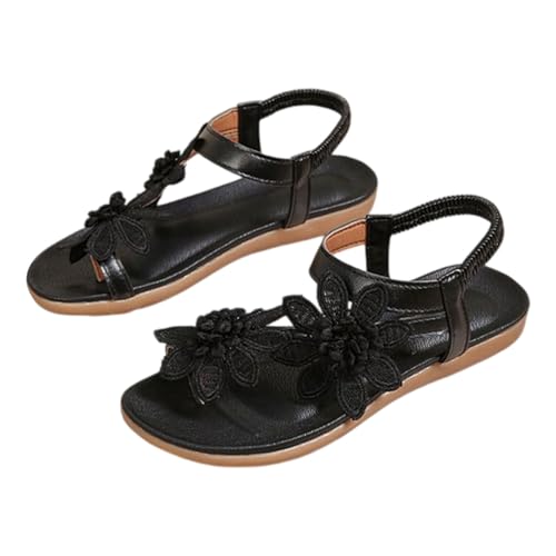 Genérico Sandalias Planos Mujer Verano Sandalias De Punta Abierta Con Pies Anchos Sandalia Bohemio Clip Toe Pisos Antideslizantes Elegantes Y Comodos Para Playa Fiestas Vacaciones
