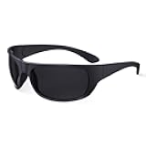 Bloomoak Super Dark Lens Black Polarized Sunglasses | Wrap Around Sport Sunglasses Unisex | UV400 | CAT 4 | For Photophobia