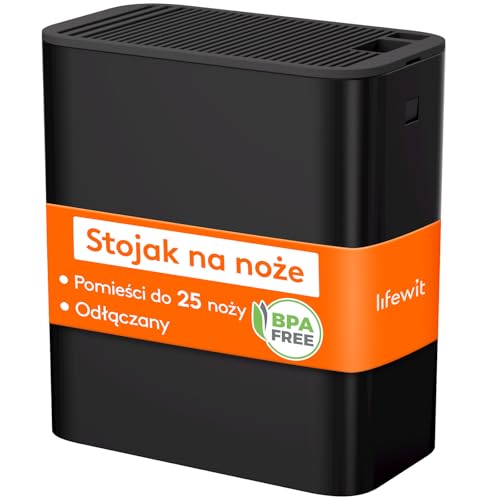 Lifewit Blok na noże bez noża, uchwyt na 25 noży z otworem na nożyczki i ostrzałkę do noży, stojak na noże z tworzywa sztucznego z otworami odpływowymi i antypoślizgowymi nóżkami do blatu kuchennego