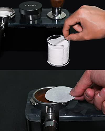 Image of 54mm Espresso Paper Filters, 300pcs Disposable Espresso Puck Paper Filters and Filter Storage Holder Compatible with Breville 54mm Portafilters Basket - Keep Shower Screen Clean