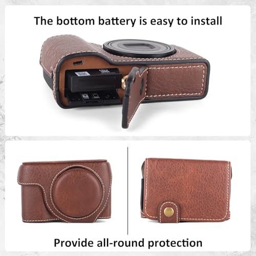 Funda para cámara Ricoh GR IV/III/IIIX de cuero PU marrón miniatura 5