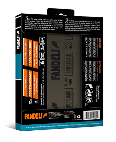 Fandeli | Waterproof Sandpaper | 2000 Grit | 25 Sheets 9'' x 11'' | For Car Polishing, Wooden Furniture Sanding and Metal Sanding | Water Resistant