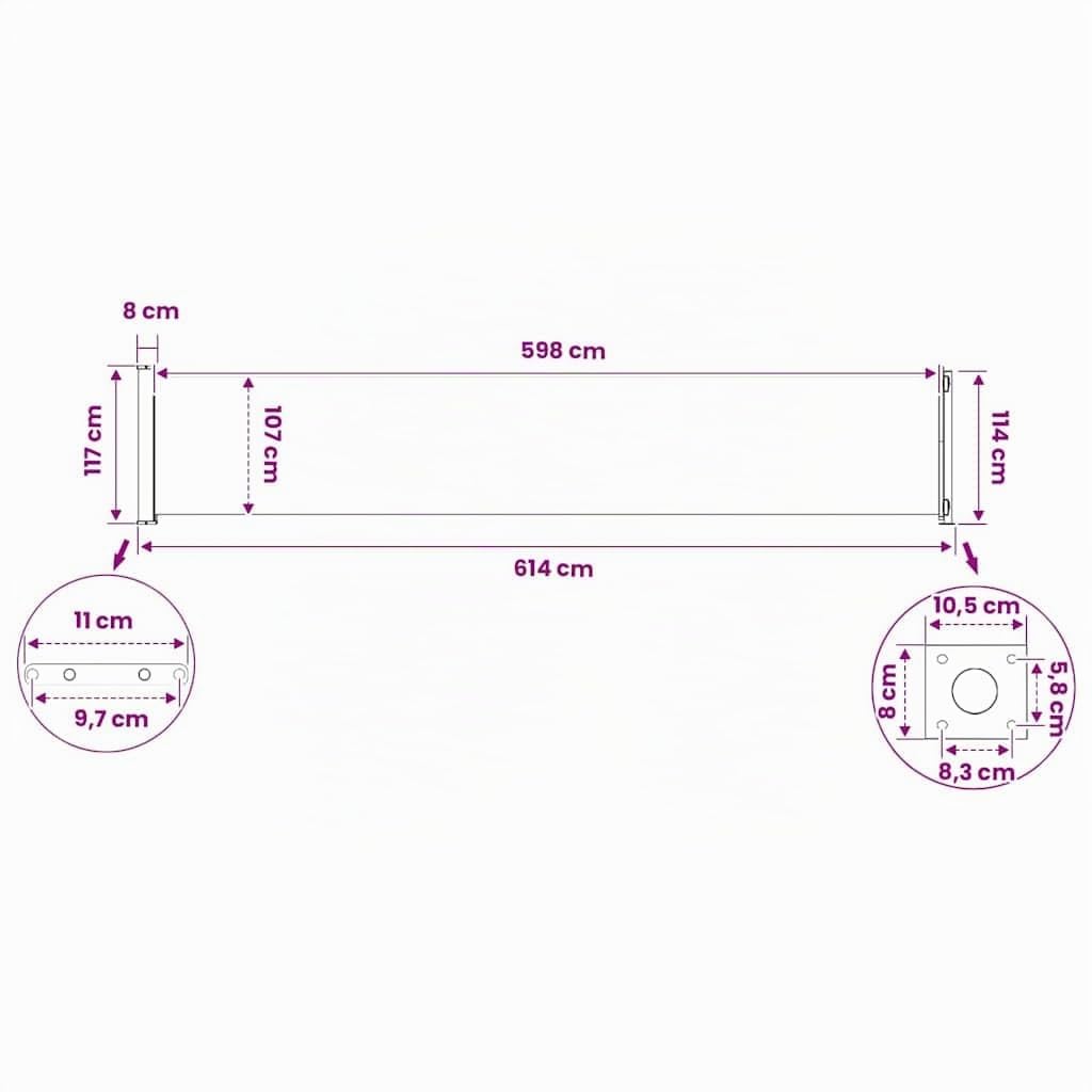 vidaXL Tenda Laterale Retrattile per Patio 117x600 cm Crema