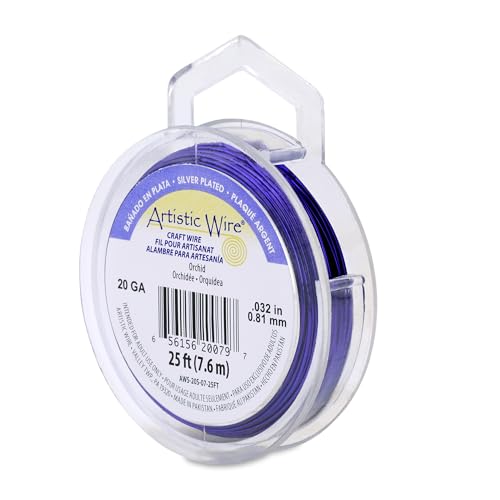 Image of Artistic Wire, 20 Gauge Silver Plated Tarnish Resistant Colored Copper Craft Wire, Orchid, 25 ft