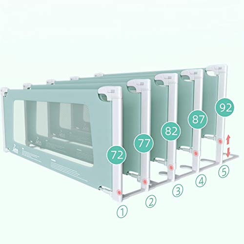 Rieles de cama para evitar caídas de bebés con barrera verde de 3 lados 4