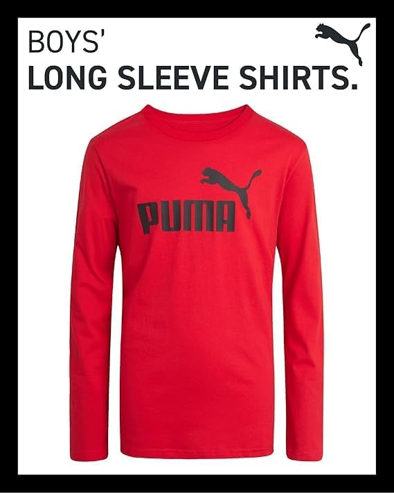 PUMA Boys' Long Sleeve Athletic Crewneck T-Shirt - Image 3
