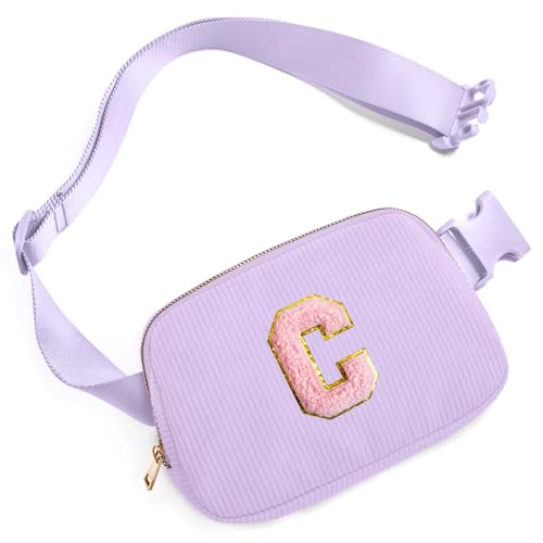Image of Gitus Girls Birthday Gifts for 10-16 Year Olds - Initial Fanny Pack Belt Bag Crossbody Bag - Trendy Personalized Preppy Stuff (Lavender-C)
