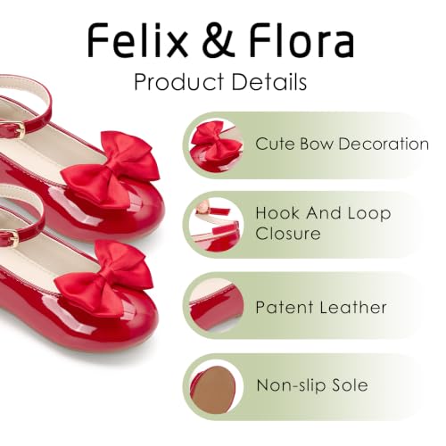 Image of Felix & Flora Toddler Flower Girl Dress Shoes - Baby Girl Ballet Mary Jane Flats for Party School Wedding
