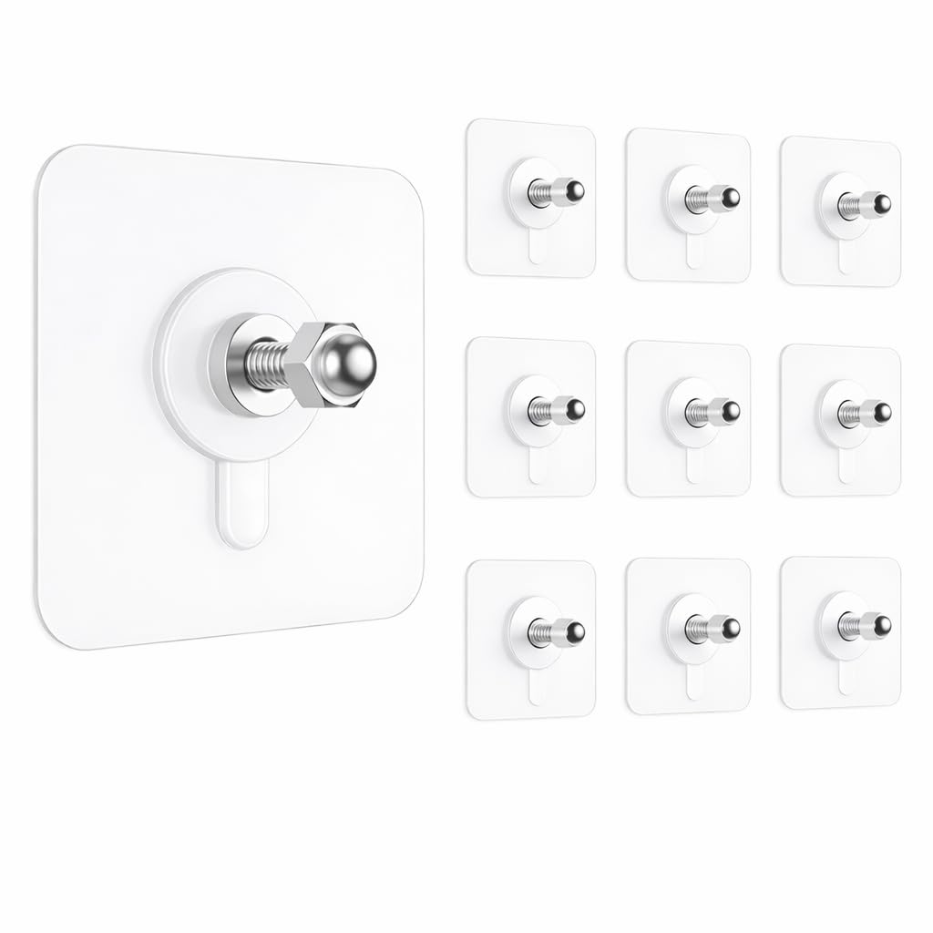 DALUCI 10 Pcs Self Adhesive Wall Hooks for Hanging | Heavy Duty Adhesive Hooks for Wall | Screw Nail Free Sticky Hooks for Wall Heavy Items Without Drilling | Transparent Wall Hanger Hook (Pack of 10)