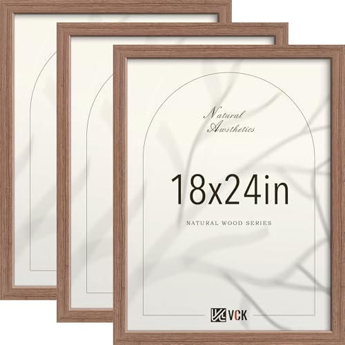 VCK 18x24 Poster Frames Set of 3, Walnut Woodgrain, Wall Hanging