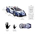Vokodo Police RC Toy Super Exotic Large Remote Control Sports Car with Working Headlights and Police Lights (Blue)