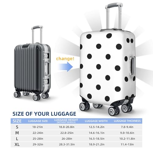 Luggage Cover Protector Suitcase Cover - High Elasticity Black Polka Dots White Suitcase Cover for Luggage3