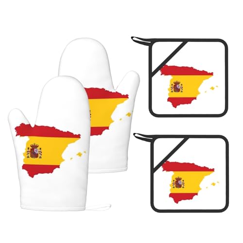 Maniques et gant de cuisine drapeau espagnol pour barbecue - 2