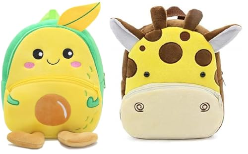Image of blue tree Cute Boy's and Girl's Plush Bag Medium Quality Full Embroidery Designs Mini Travel Backpack Mango (Mango-Girrafe)
