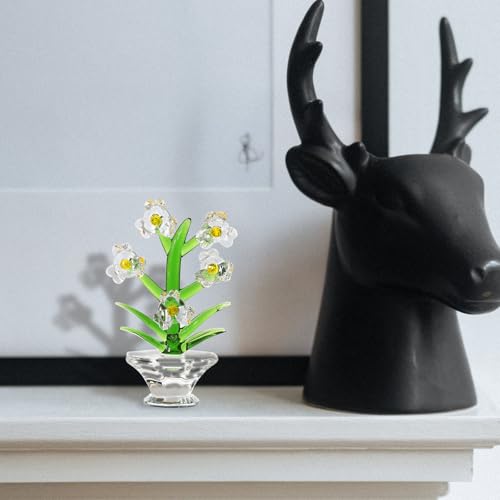 Figurine d'orchidée en cristal blanc avec base stable - 6